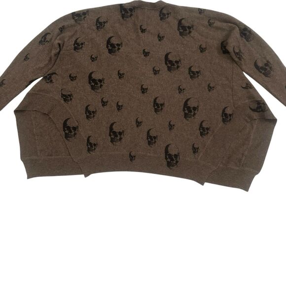 Skull Cashmere Women's Brown Skull Print Cardigan Cashmere Sweater Size S - Picture 11 of 12